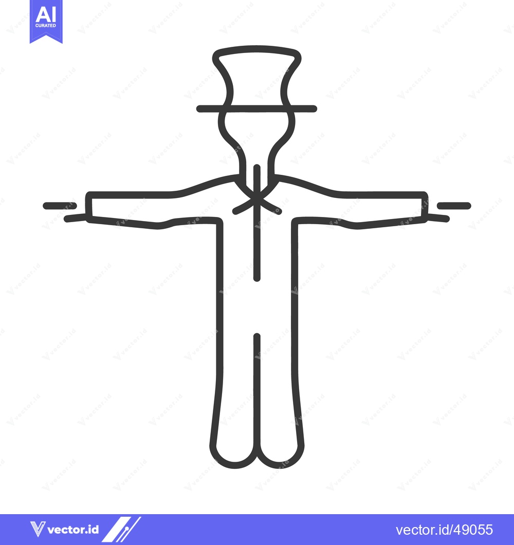 Premium Vector dari A simple linear drawing of a straw scarecrow in illustration format
