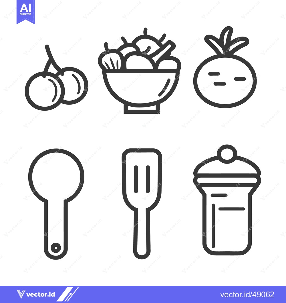 Premium Vector of Simple graphic outline illustrations of food items and kitchen tools