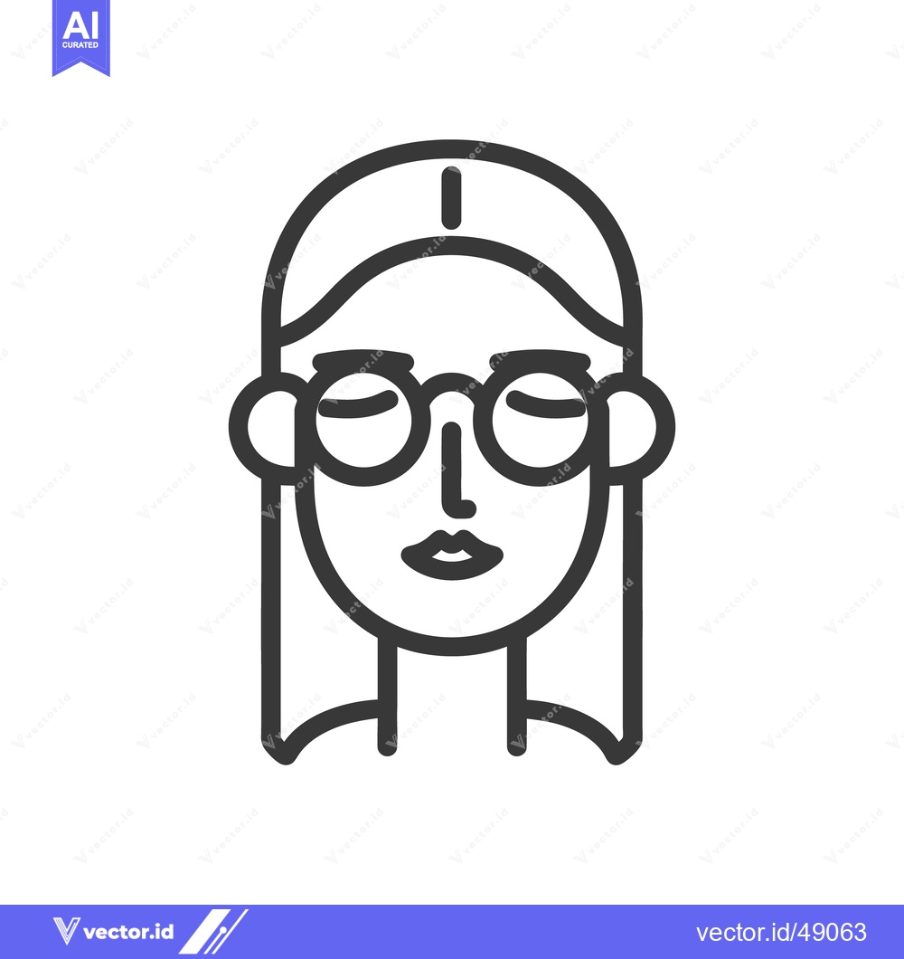 Premium Vector of A simple line drawing of a woman with round glasses