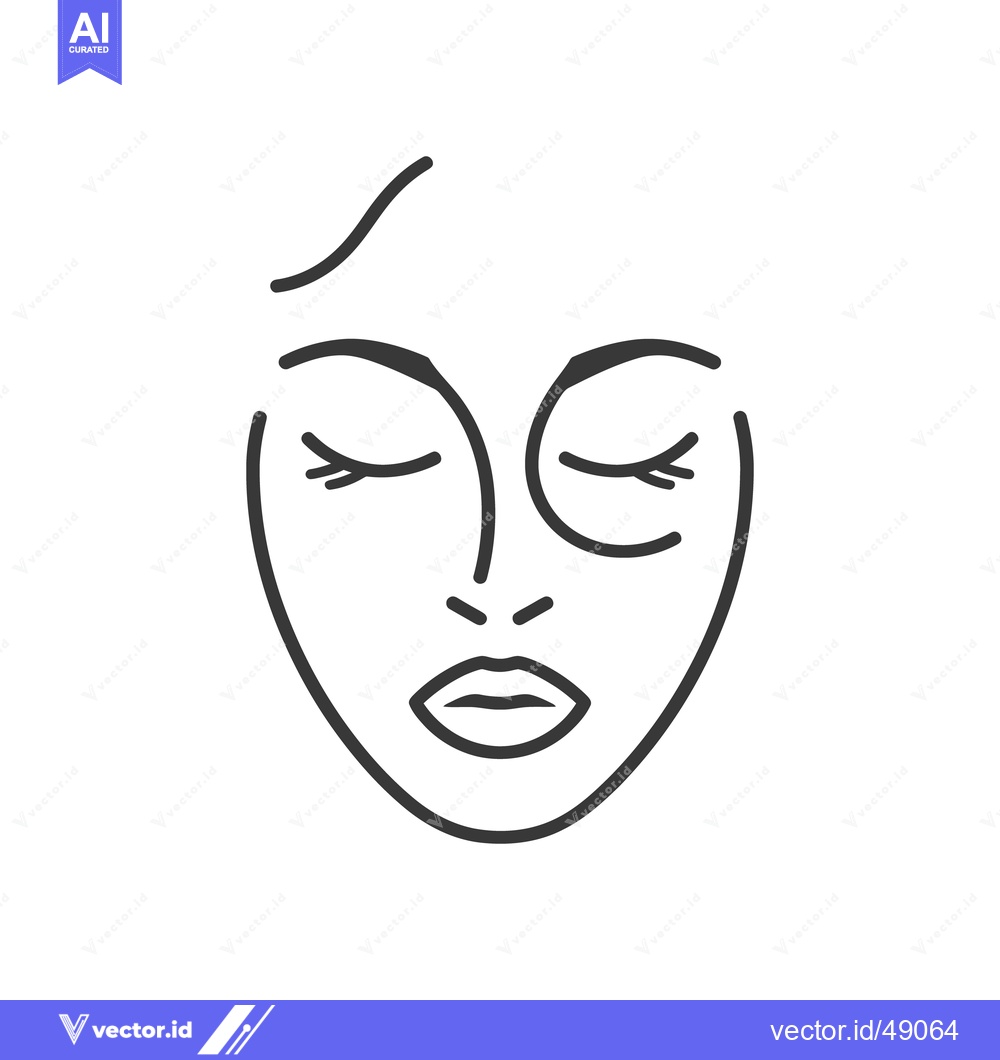 Premium Vector dari Simplified Line Drawing Illustrates a Peaceful Face with Eyes Closed