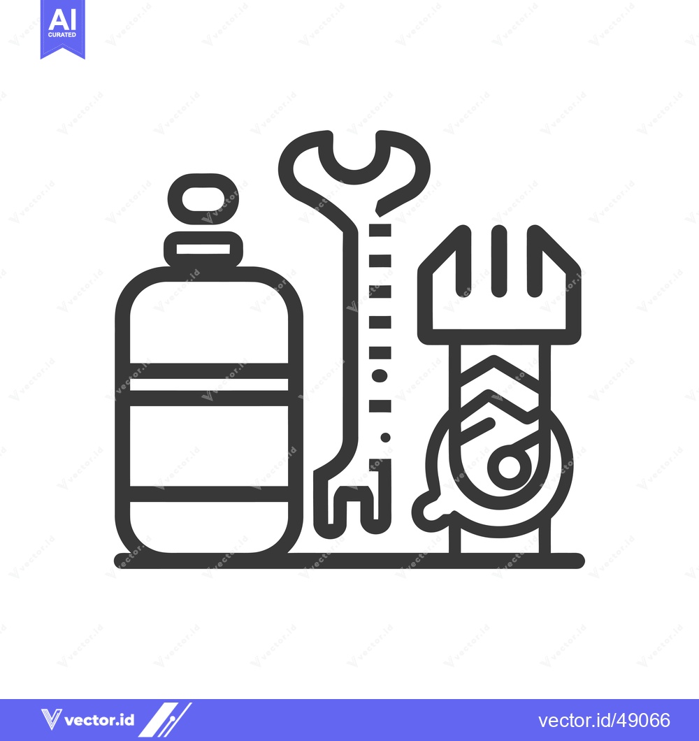 Premium Vector of Illustration of a Bottle, Wrench, and a Circular Object with a Gear