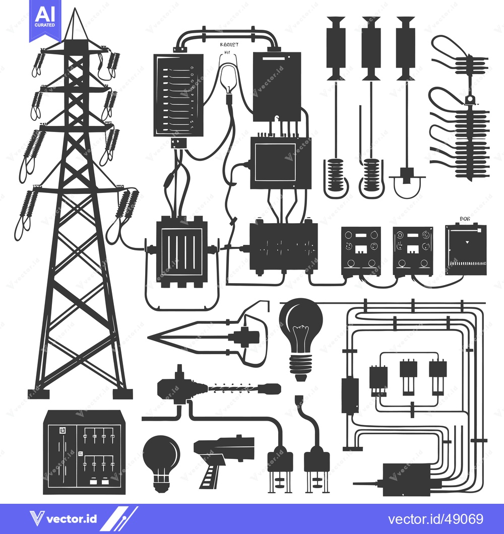 Premium Vector dari Illustration of an Electrical Power Grid System with Components