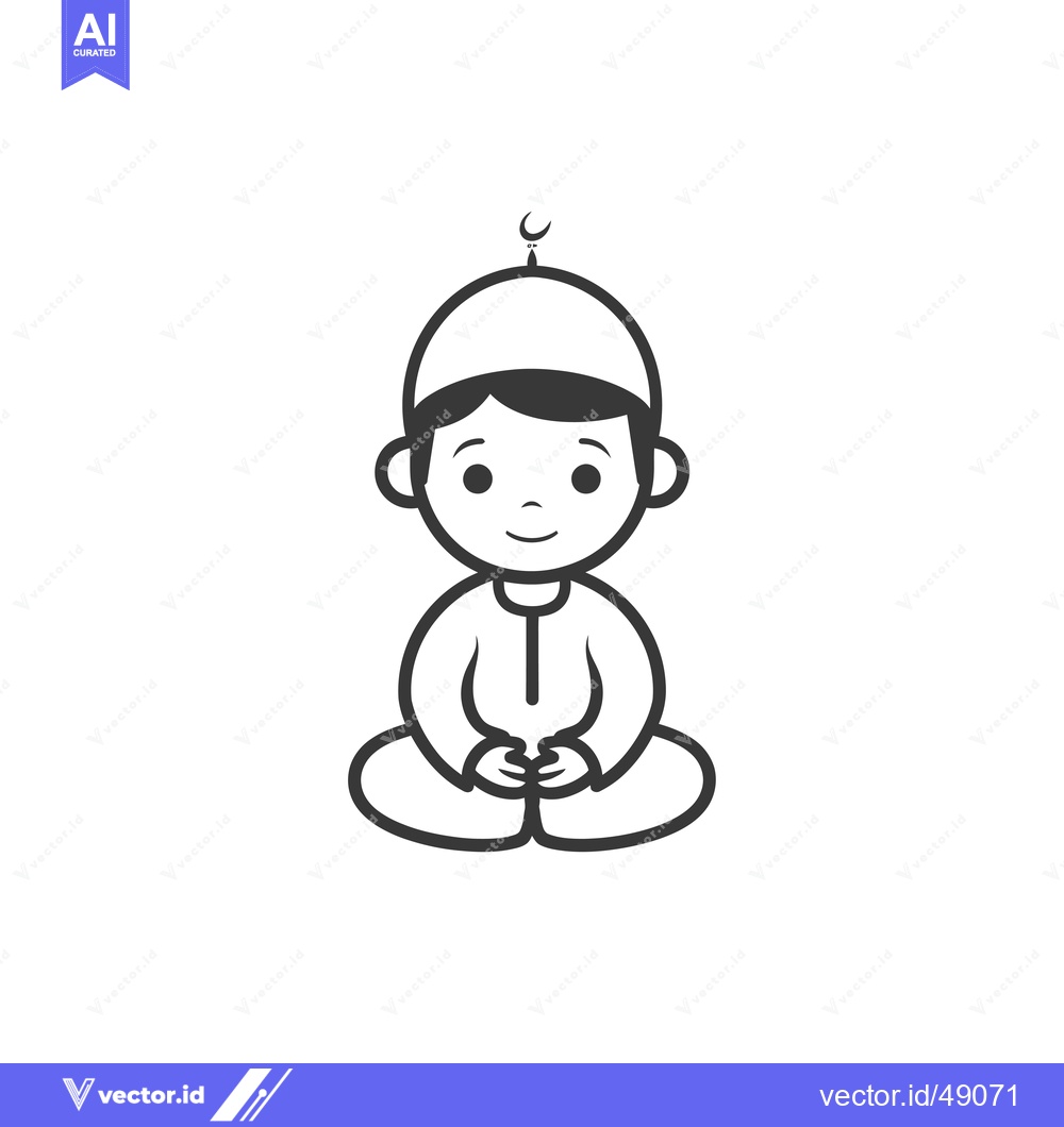 Premium Vector of Illustration of a Young Boy in Islamic Clothing Praying