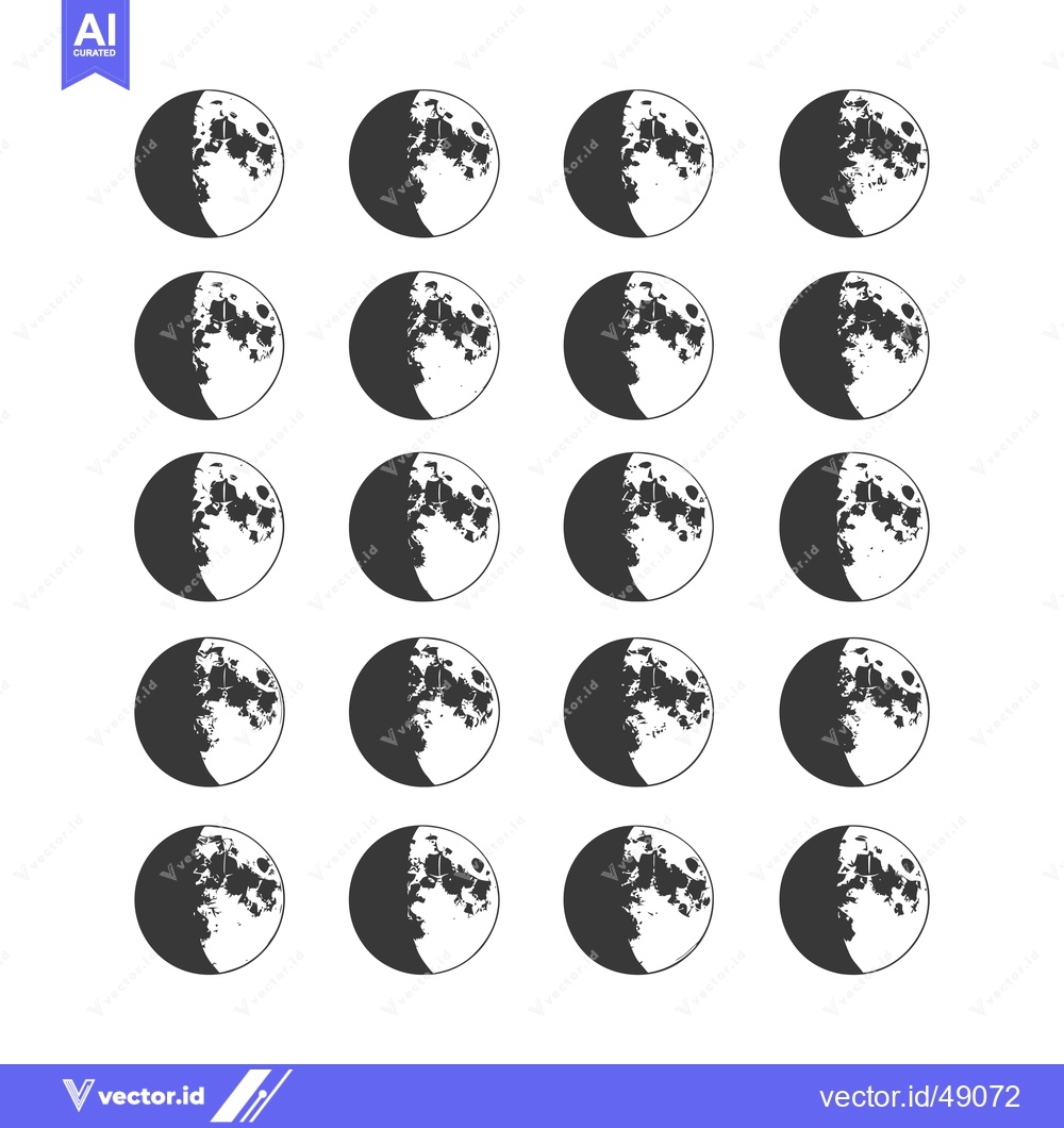 Premium Vector dari Illustration of the Lunar Phases in a Grid Pattern