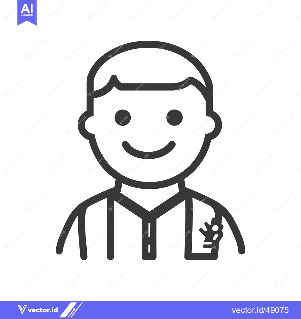 Premium Vector dari A Smiling Male Person With Buttoned Shirt and Flower Detail