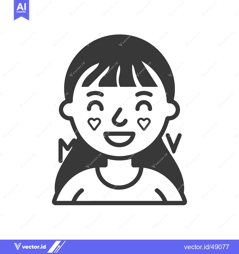 Premium Vector dari Simple drawing of a smiling girl with heart shaped facial markings