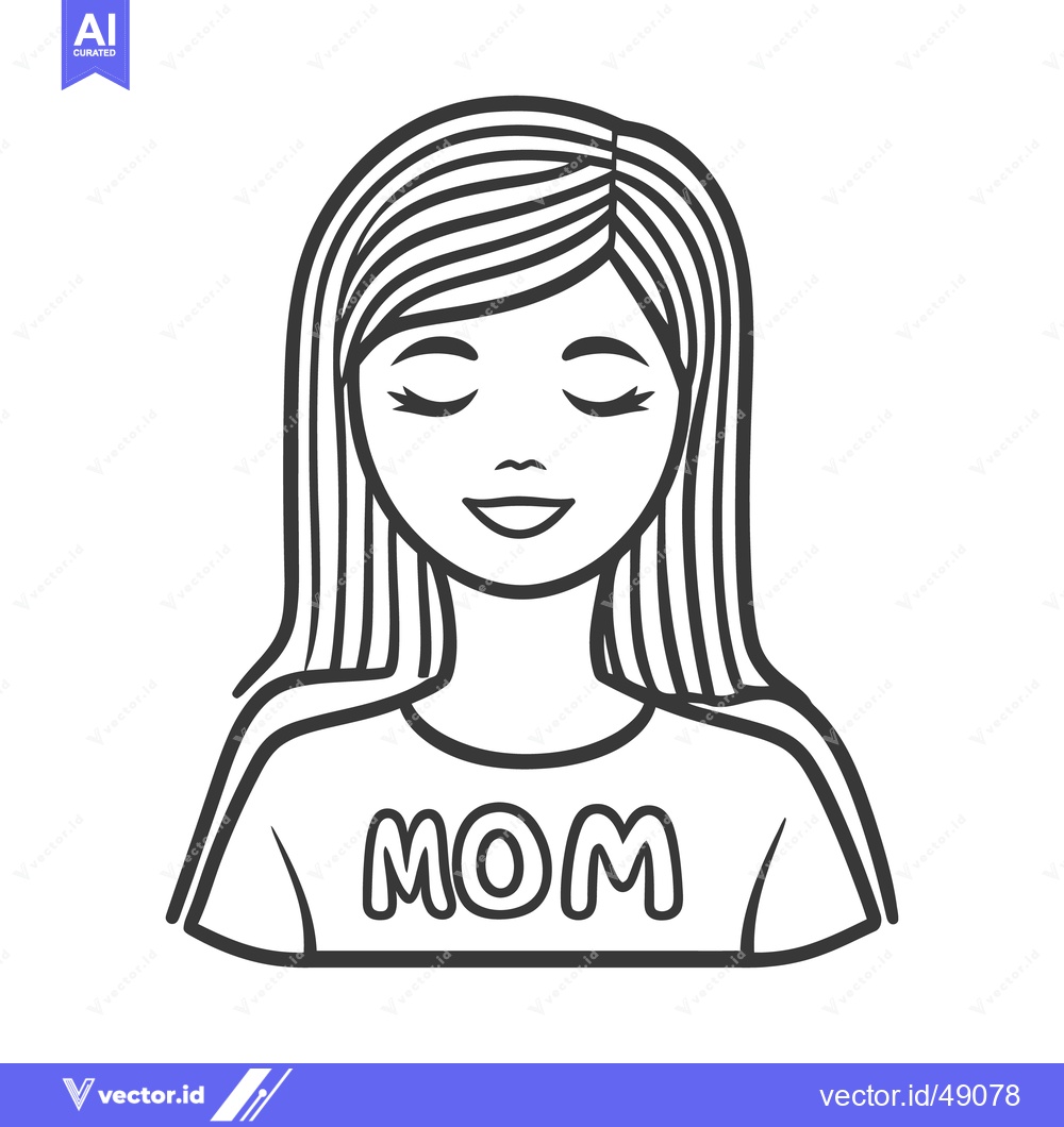 Premium Vector dari A line drawing portrait depicting a smiling mother figure