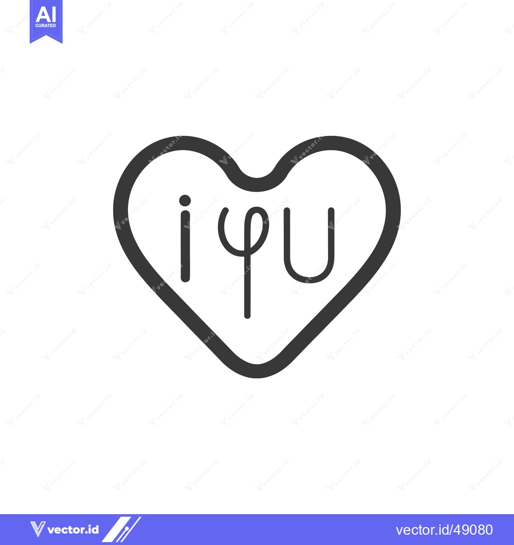 Premium Vector dari I Love You Heart with Fork and Knife Symbol