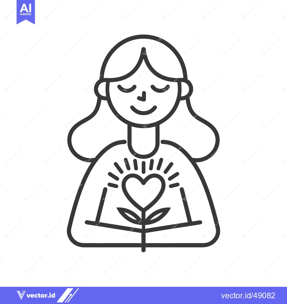 Premium Vector dari A Simple Line Drawing Shows A Person Holding A Heart