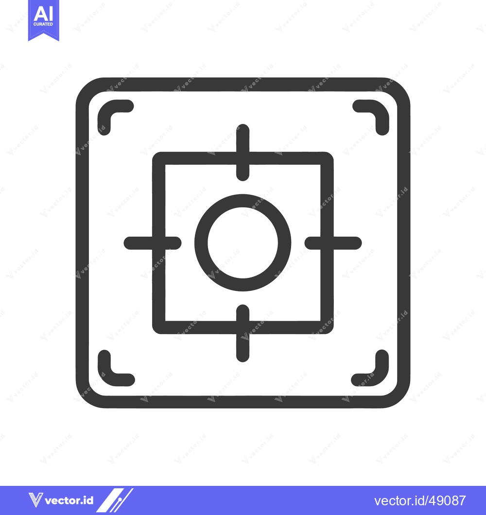 Premium Vector of Minimalist Target Icon: Rounded Square Frame with Crosshair and Circle