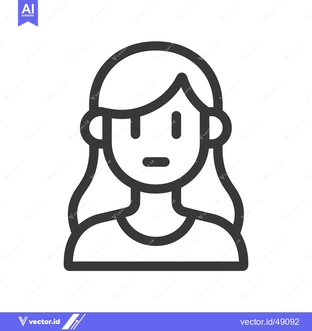 Premium Vector dari A simple icon representing a woman with long flowing hair