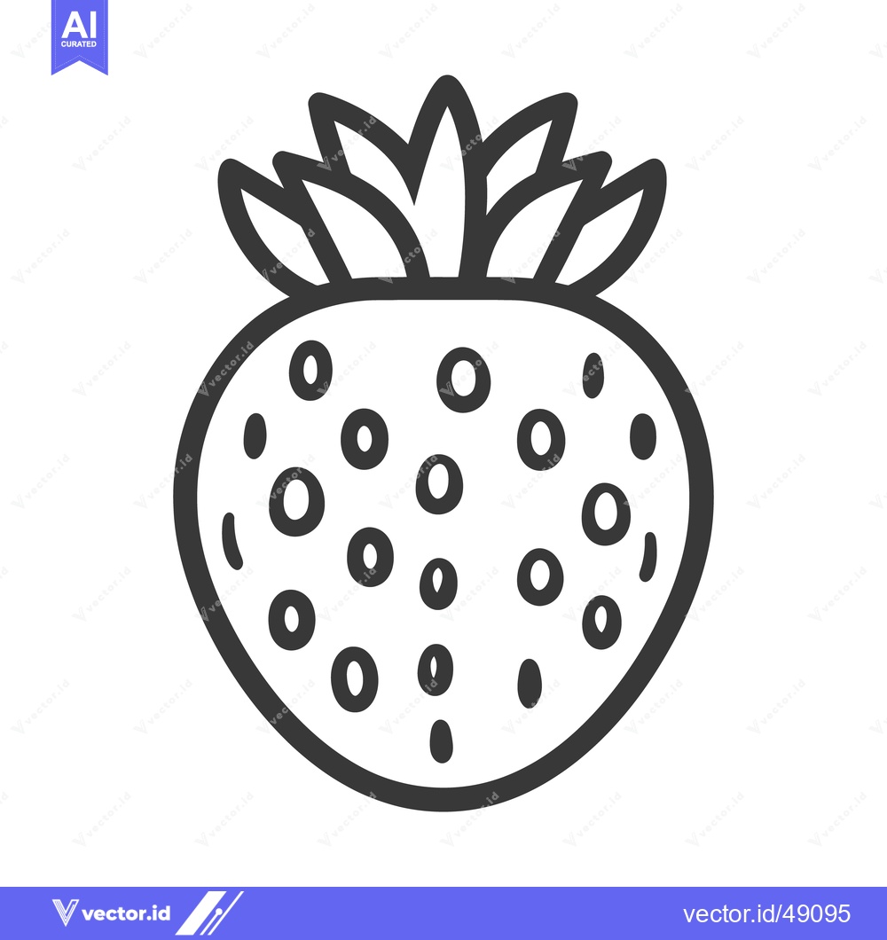 Premium Vector of A black and white line drawing of a ripe strawberry