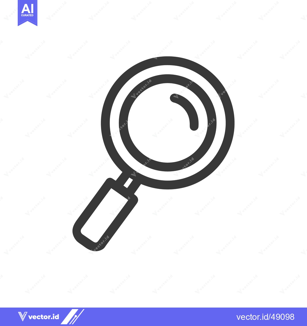 Premium Vector of Minimalist Magnifying Glass Icon on White Background for Search and Di