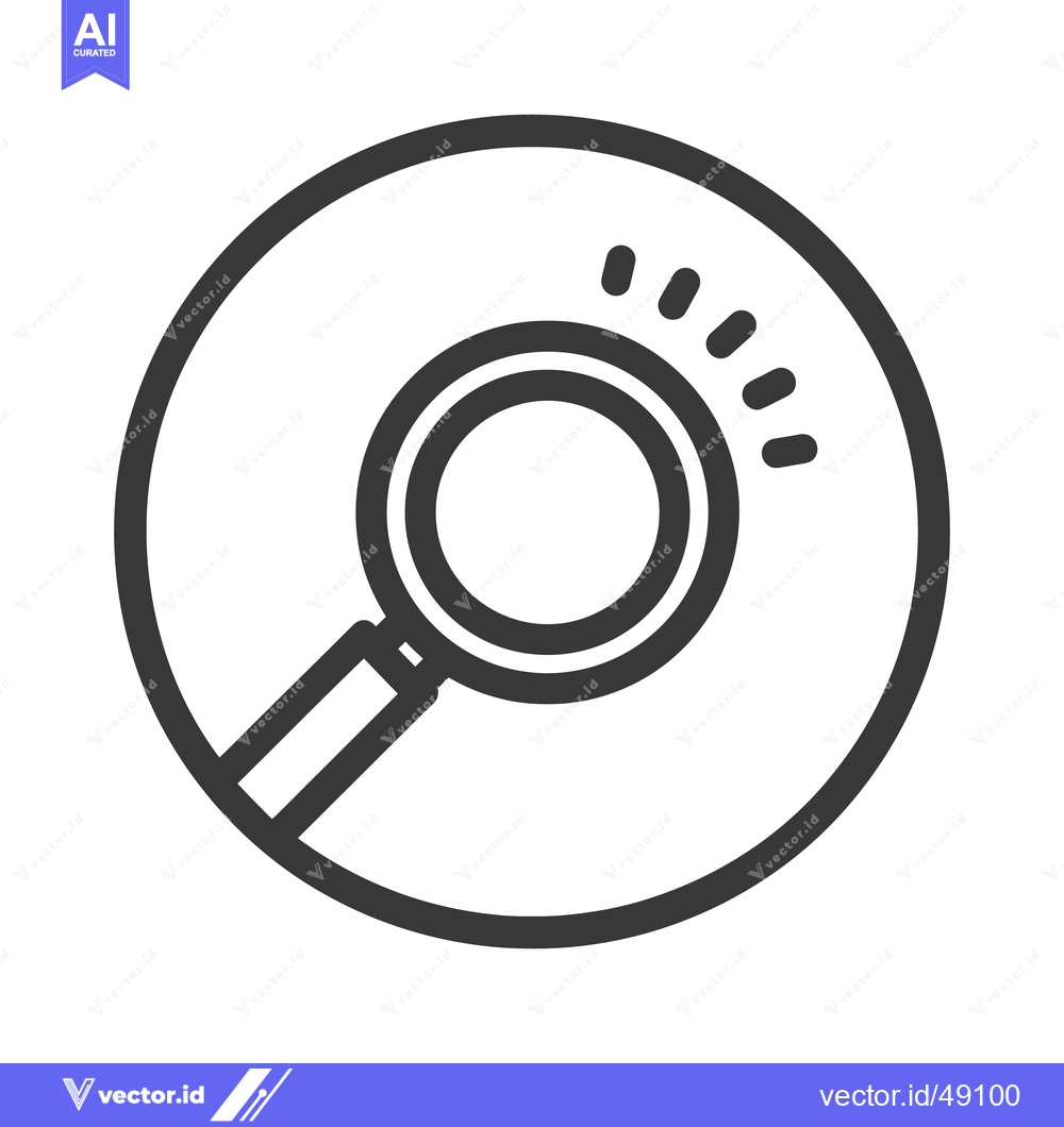 Premium Vector of Magnifying Glass Icon in Circle with Sparkles, Search Symbol