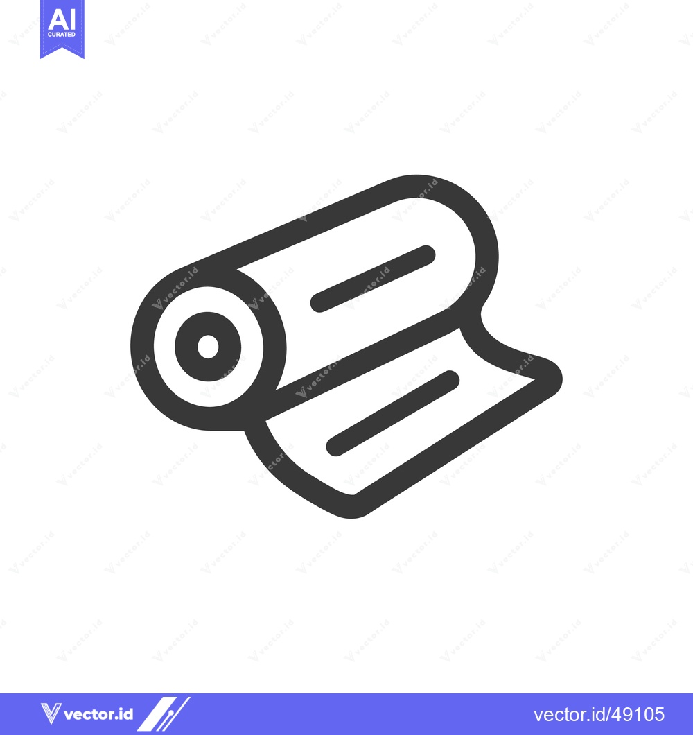 Premium Vector dari Minimalist Roll Icon: Dark Gray Outline on White Background, Isometric