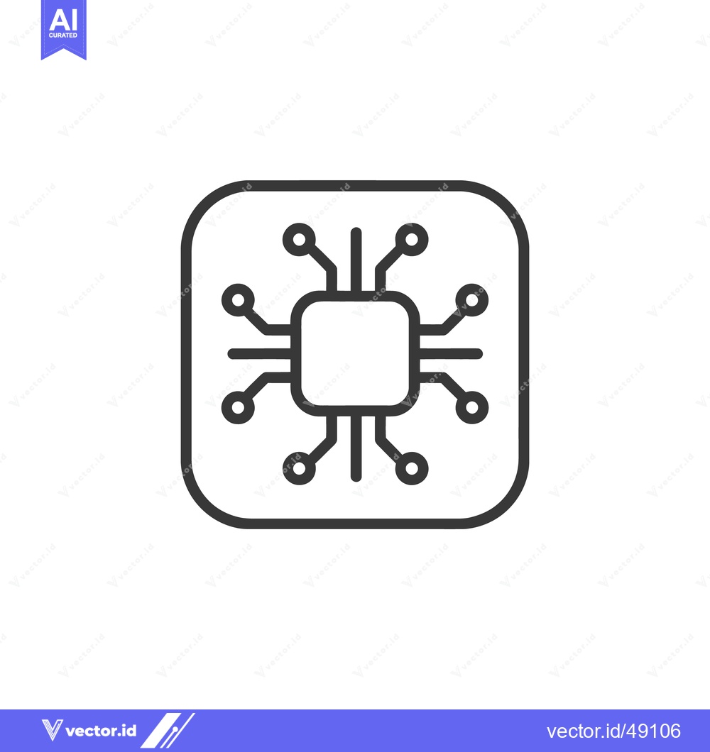 Premium Vector of Minimalist Microchip Icon: Rounded Square with Circuitry Design