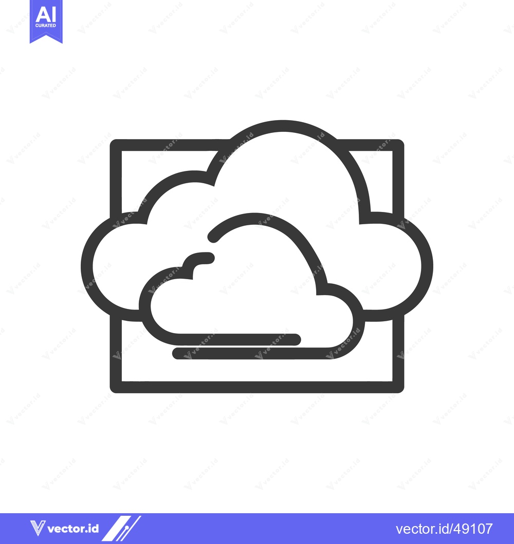 Premium Vector dari Minimalist Cloud Icon with Square Frame, Weather Symbol