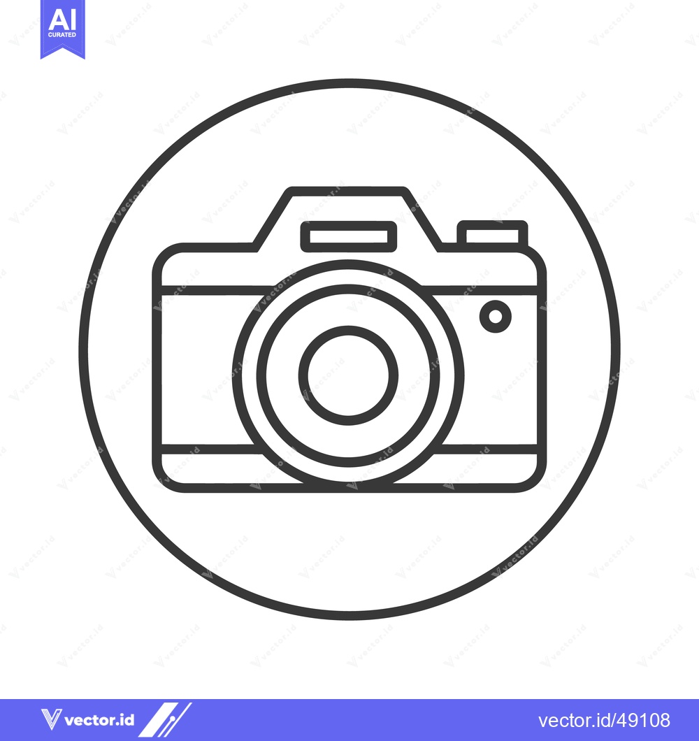 Premium Vector dari Minimalist Camera Icon: Clean Line Art in Circular Frame