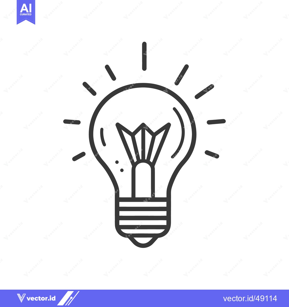 Premium Vector dari A simple black and white illustration depicting a lightbulb icon