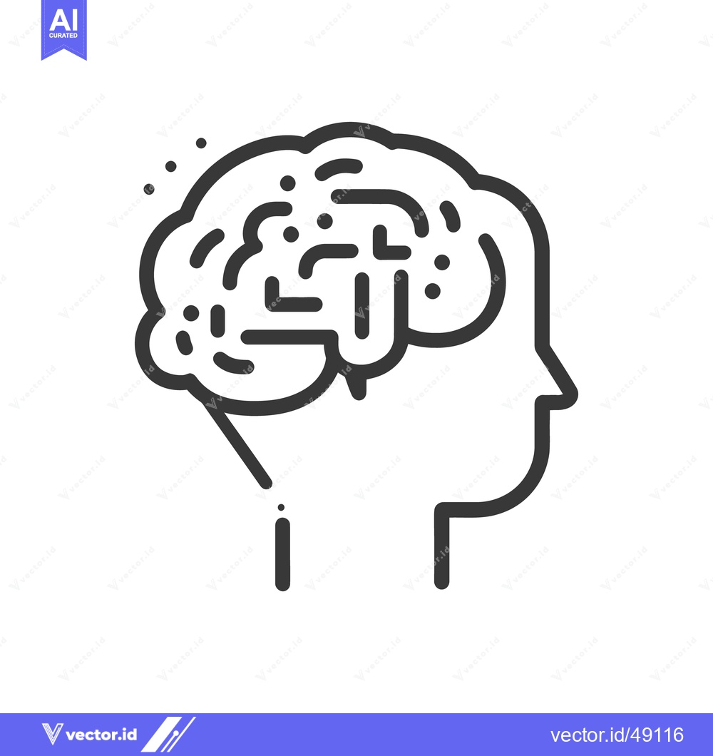Premium Vector of A simple illustration depicting the human brain inside a head