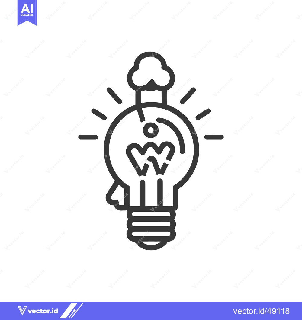 Premium Vector of A line illustration depicts a lightbulb with steam rising from it