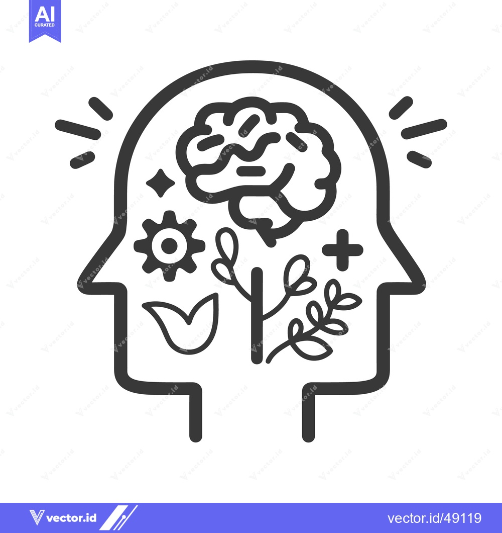 Premium Vector dari Human Head Silhouette Depicting Mental Activity and Inner Thoughts
