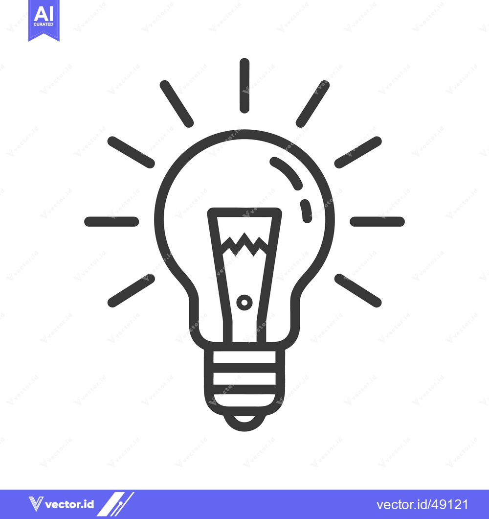 Premium Vector dari A simple illustration of an illuminated light bulb with rays