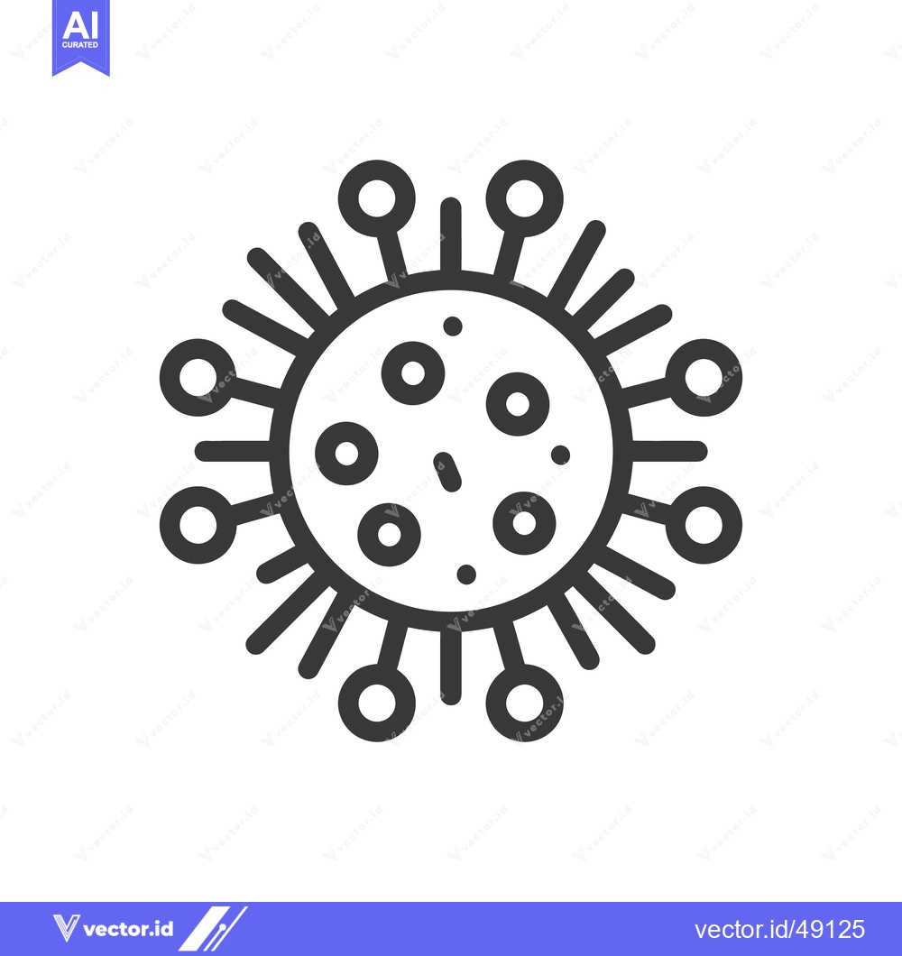 Premium Vector of Coronavirus Icon: Detailed Line Art of Viral Structure on White Backgr