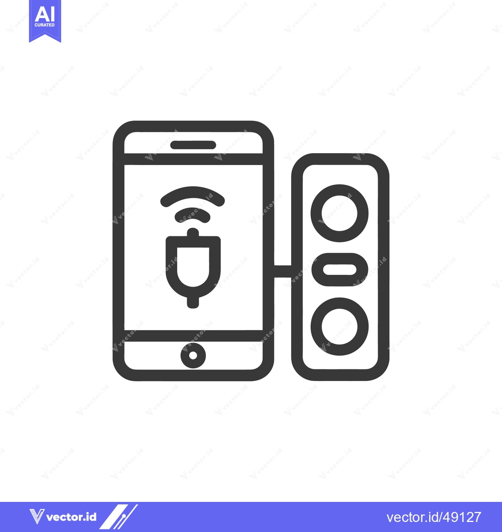 Premium Vector dari Smart Home Automation Icon: Phone, Plug, and Speaker System