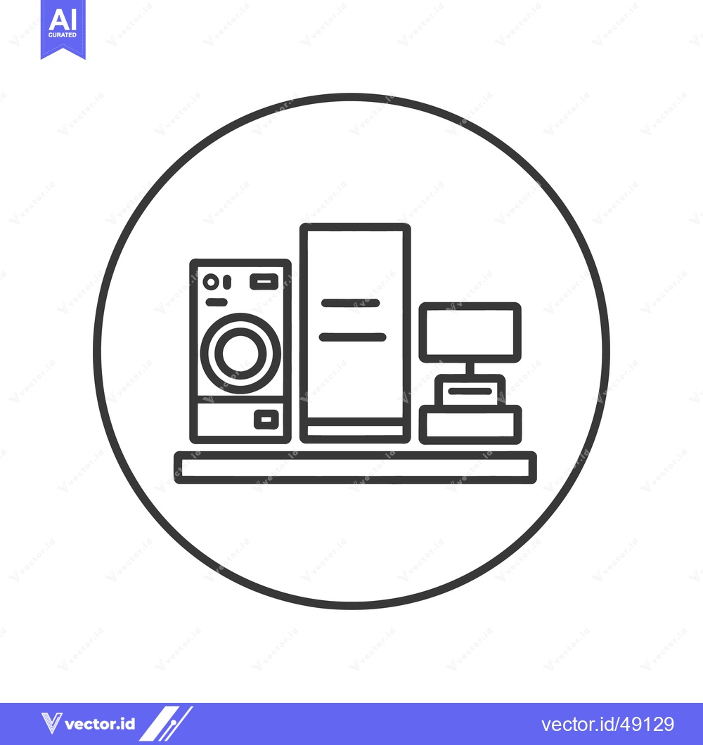 Premium Vector dari Minimalist Icon of Electronics and POS System in Circle Frame