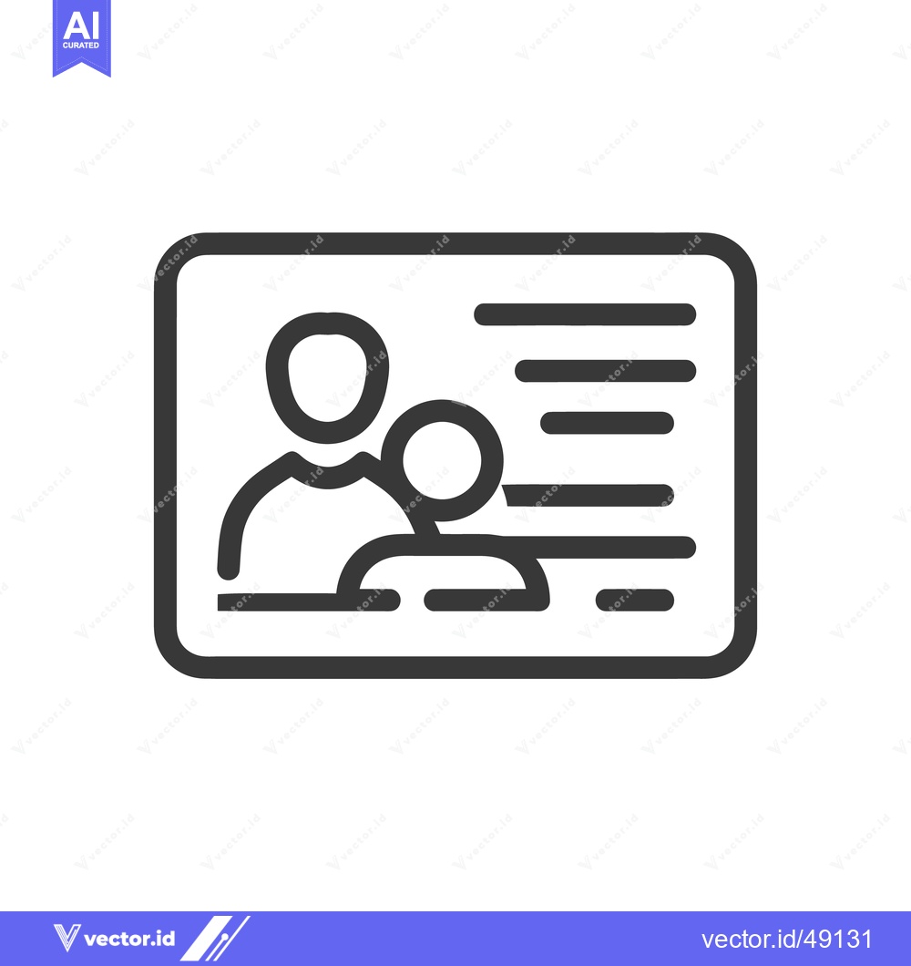 Premium Vector dari Identification Card Icon: Minimalist Design with Person and Informatio