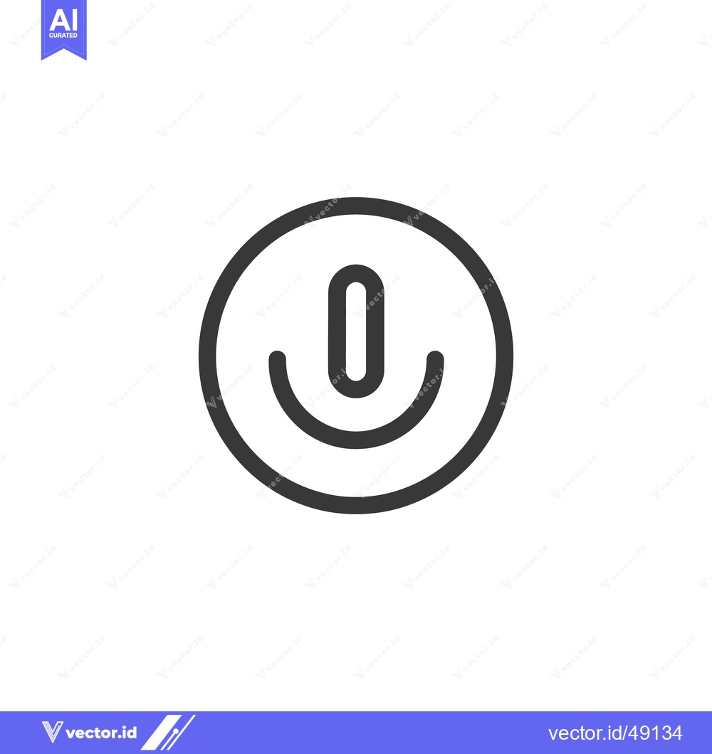Premium Vector of Smiling Power Button Icon: Modern, Minimalist Design on White Backgrou