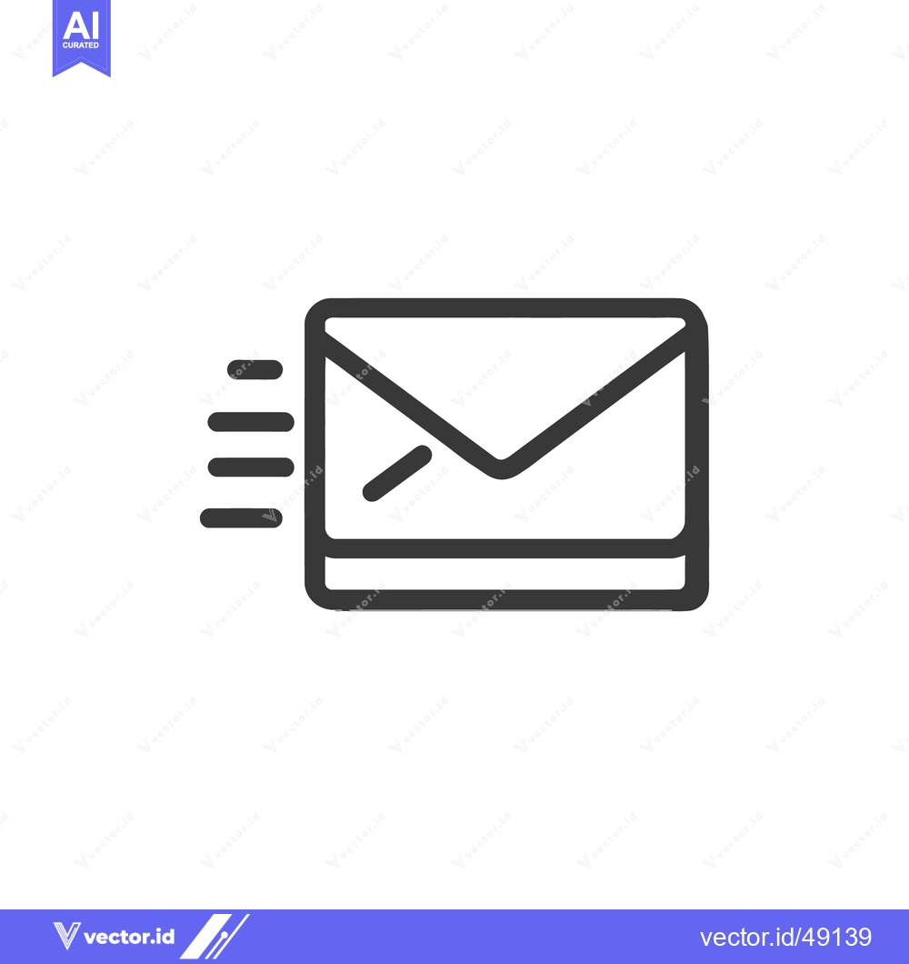 Premium Vector dari Sending Email Icon: Dark Gray Outline with Motion Lines on White Backg
