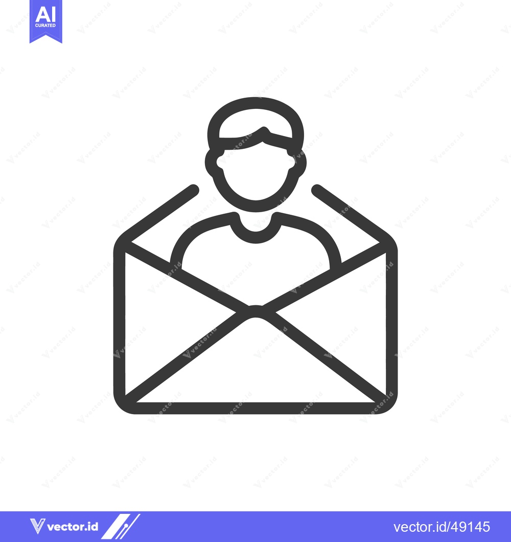 Premium Vector dari Person in Envelope: Minimalist Line Art Icon for Communication