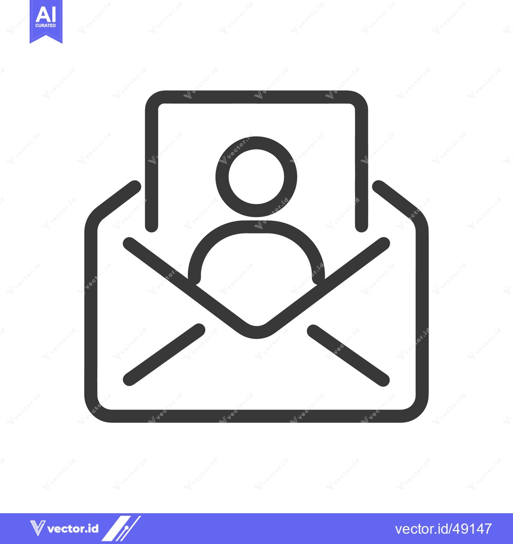 Premium Vector dari Minimalist Icon: Open Envelope with User Profile, Dark Gray Outline