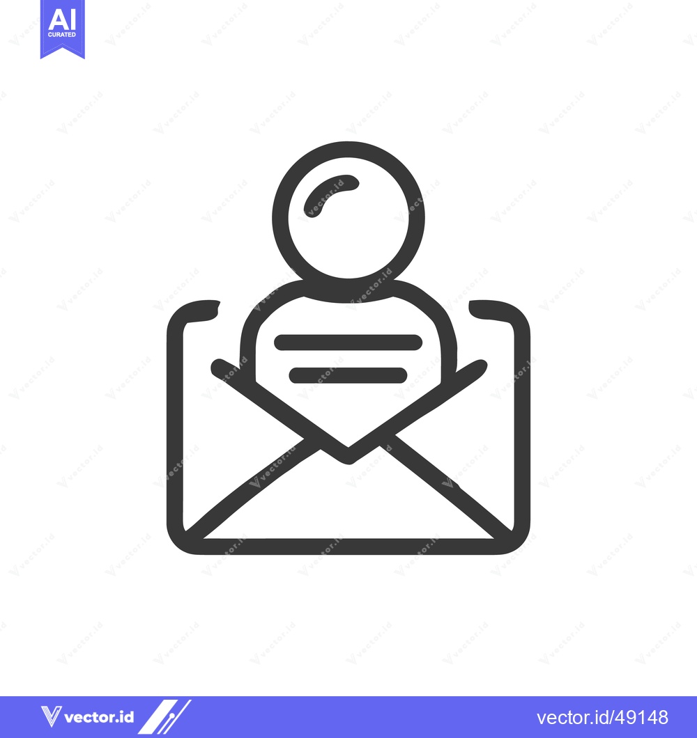Premium Vector dari Person Icon Inside Open Envelope, Minimalist Line Art