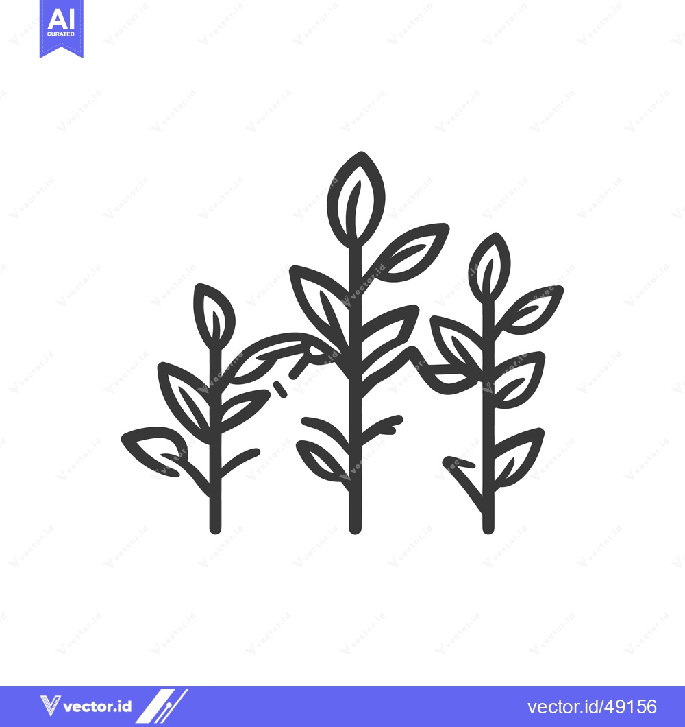 Premium Vector of Three young plants grow with detailed leaves and stems
