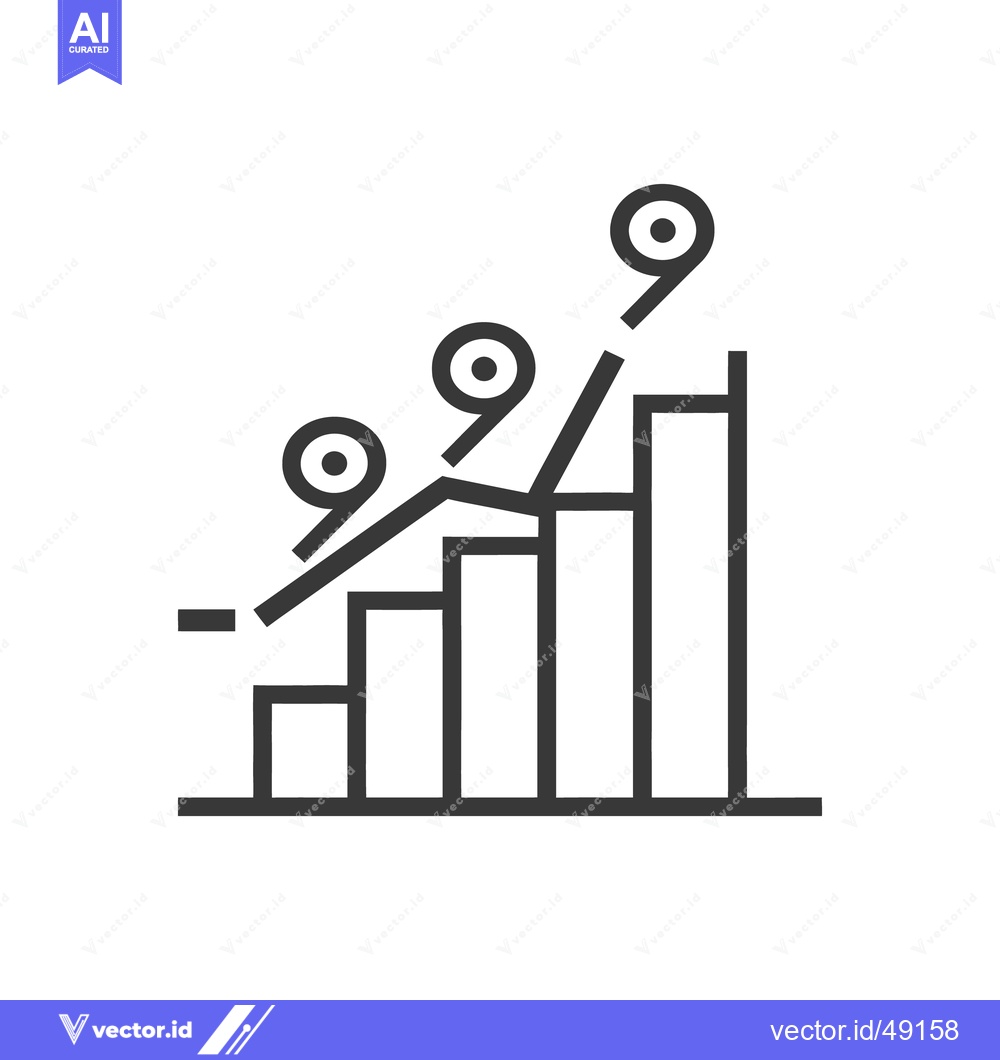 Premium Vector of A simple line graph depicting upward movement and percentage symbols