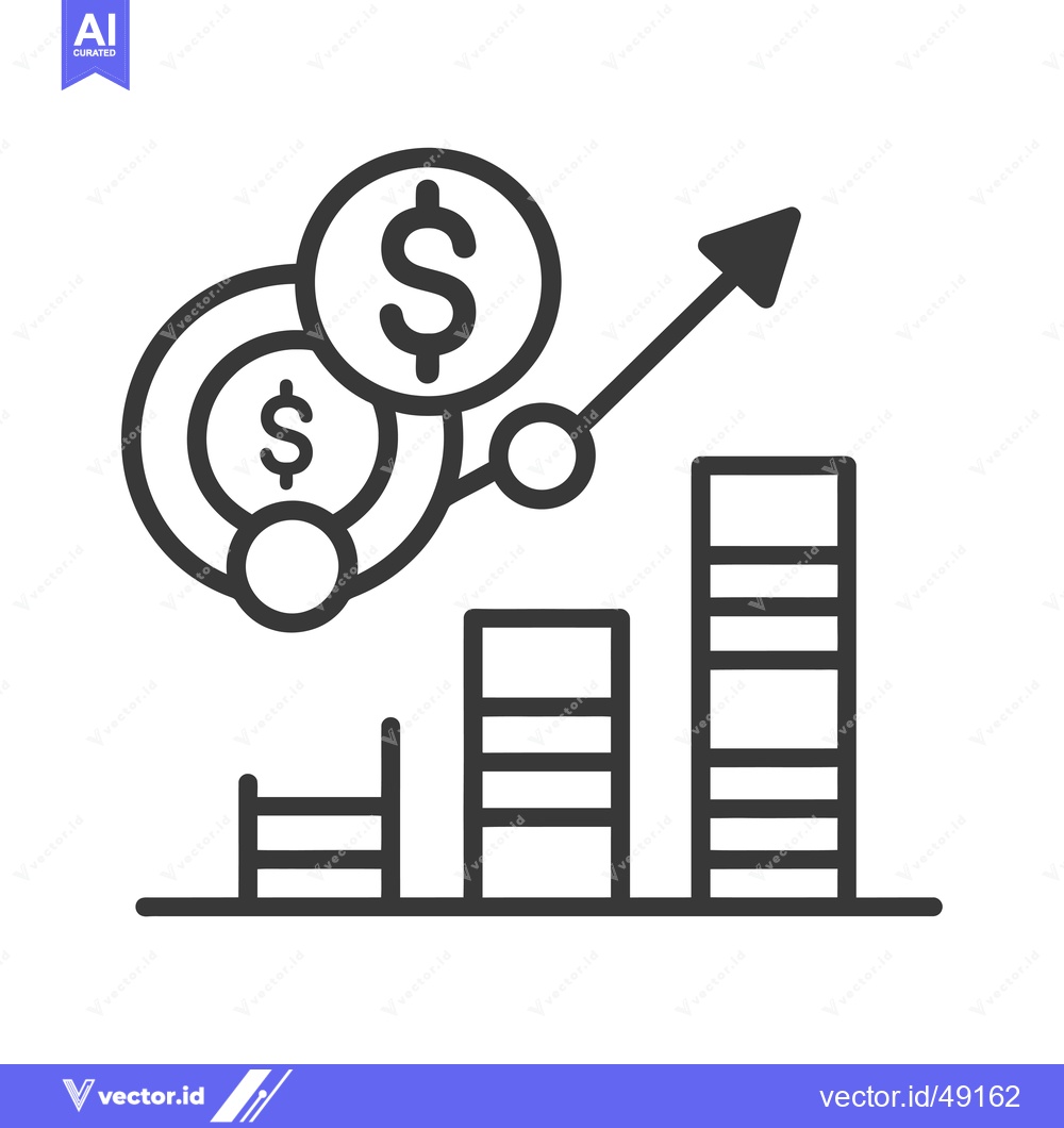 Premium Vector of Increasing Profits and Business Growth with Dollar Coin and Bar Chart