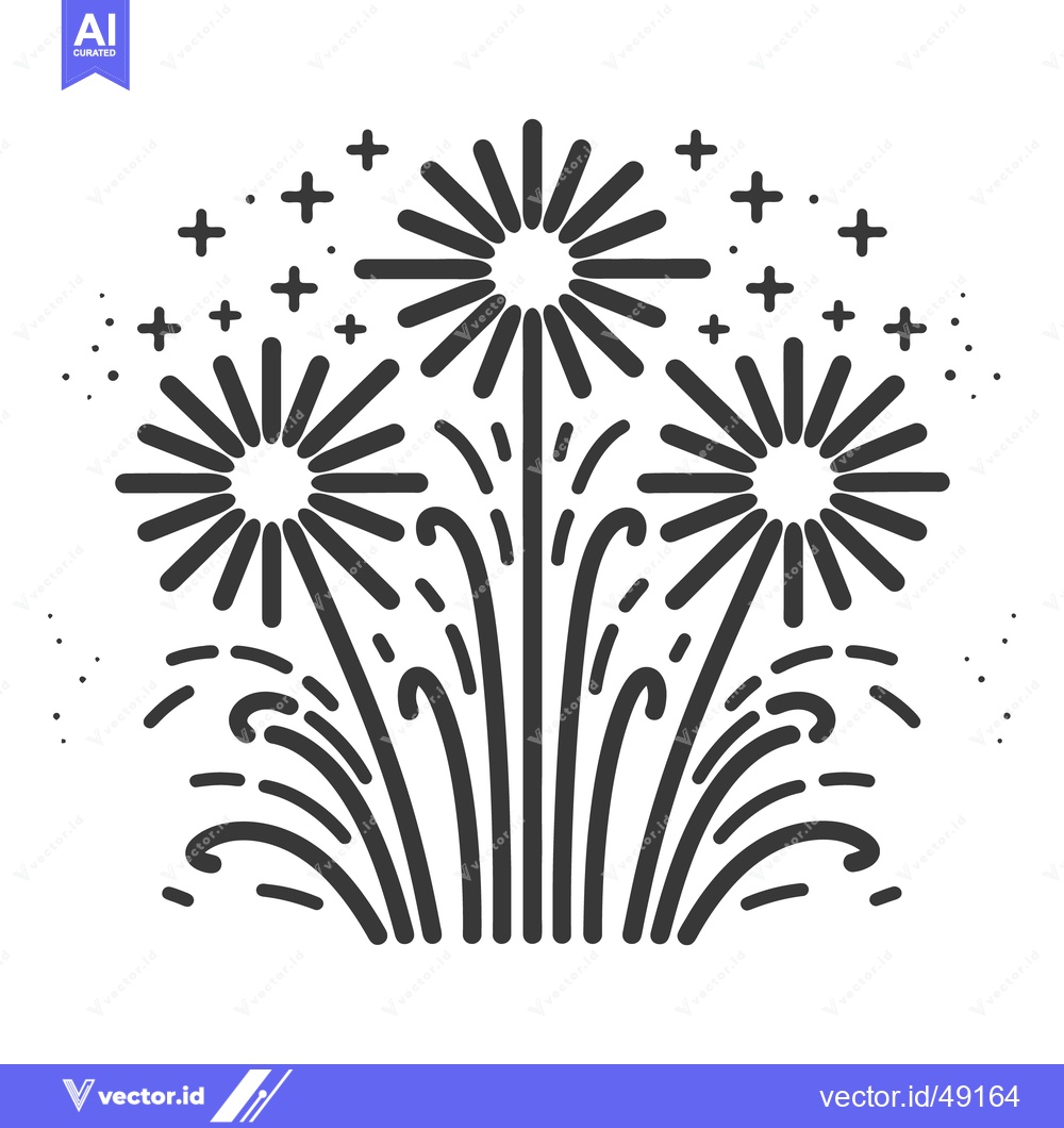 Premium Vector dari Simple black and white graphic design of exploding fireworks display