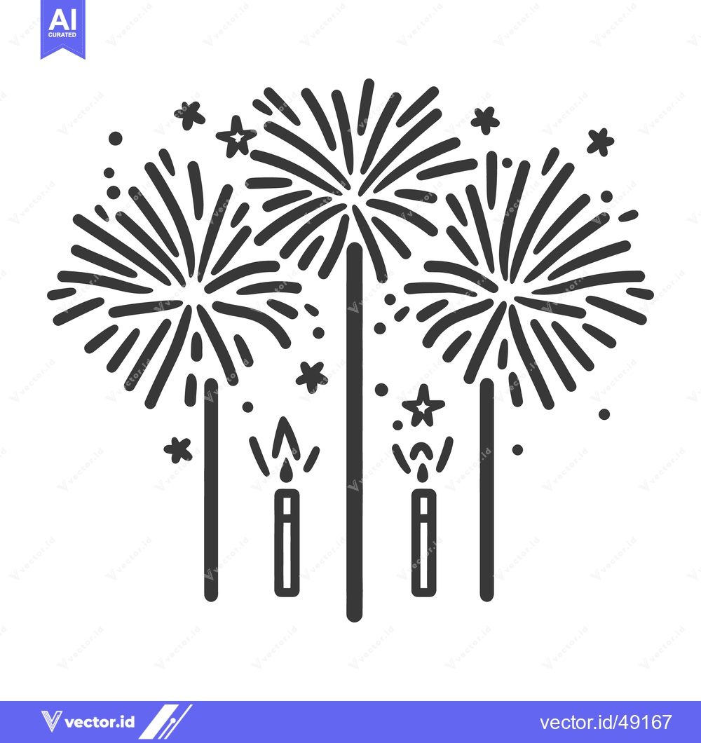 Premium Vector dari A simple illustration depicting fireworks and celebratory candles in t