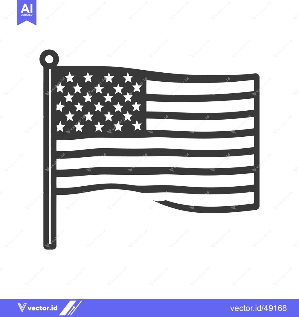 Premium Vector dari American Flag Displayed With Stars And Stripes And Flagpole