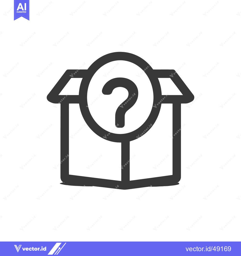 Premium Vector of Mystery Box Icon: Question Mark Inside Open Cardboard Package