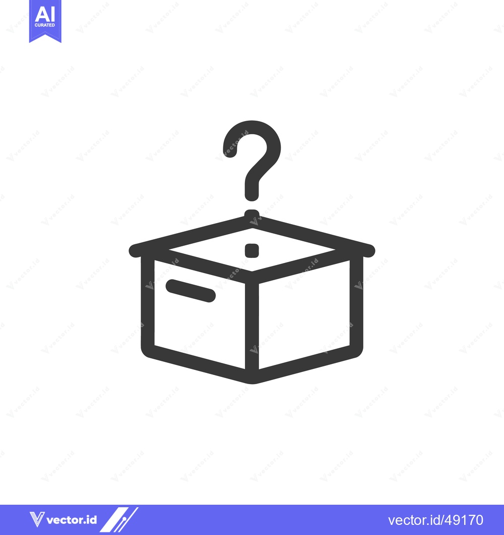 Premium Vector dari Mystery Box: Minimalist Icon with Question Mark Above