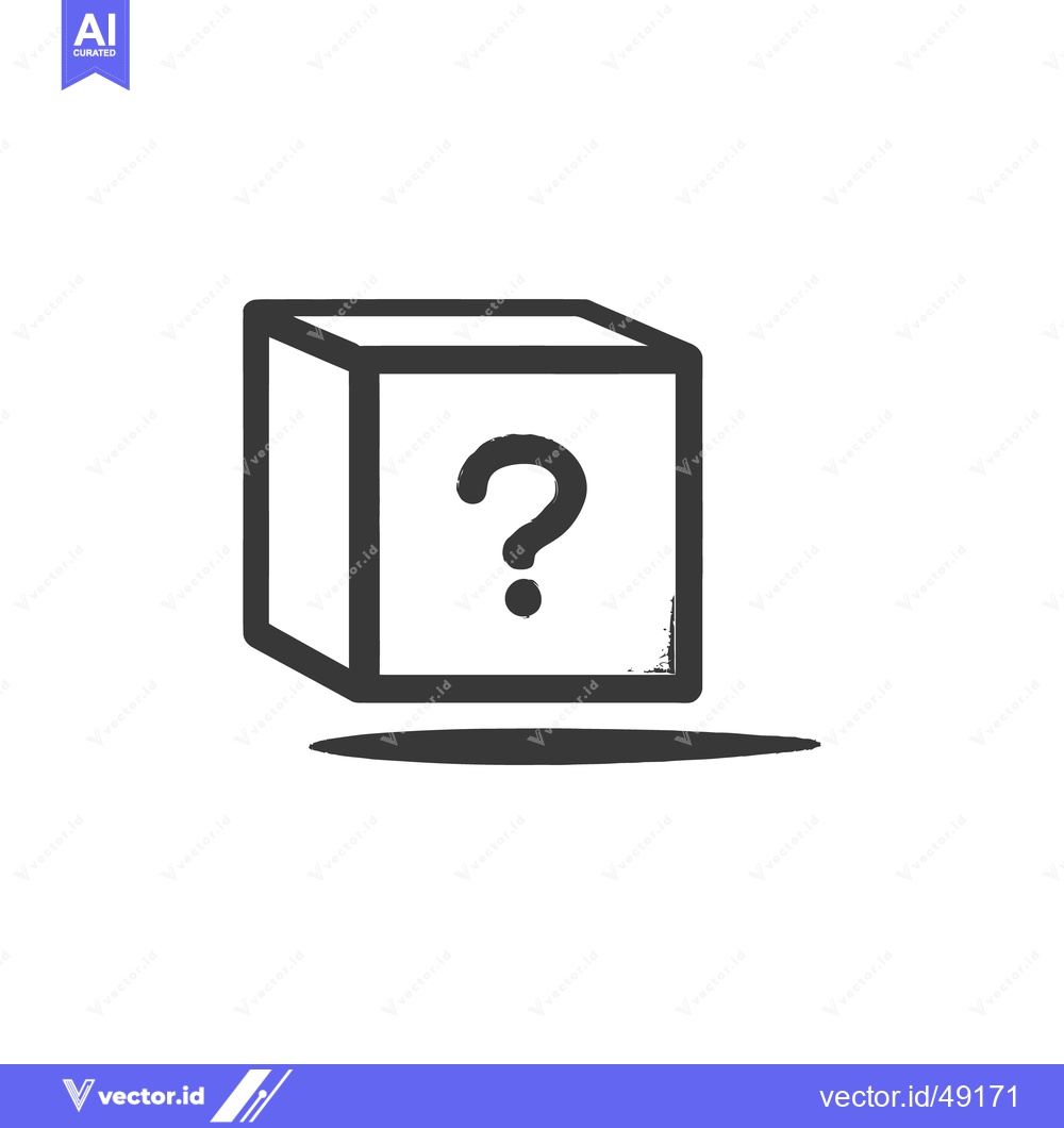 Premium Vector of Mysterious Box: Stylized Question Mark Inside a Cube with Shadow