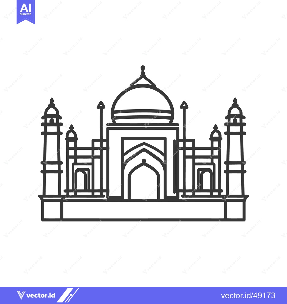 Premium Vector dari Outline drawing depicting a grand architectural monument with a dome