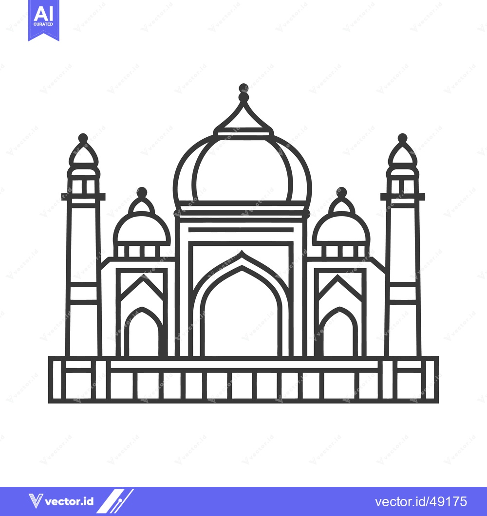 Premium Vector dari Simple illustration shows a symmetrical building with domes and towers