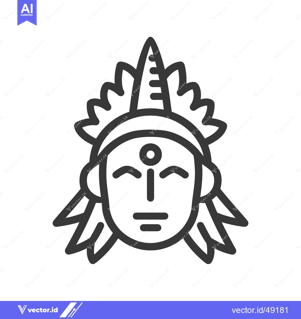 Premium Vector dari Simplified illustration of a native person wearing traditional headwea