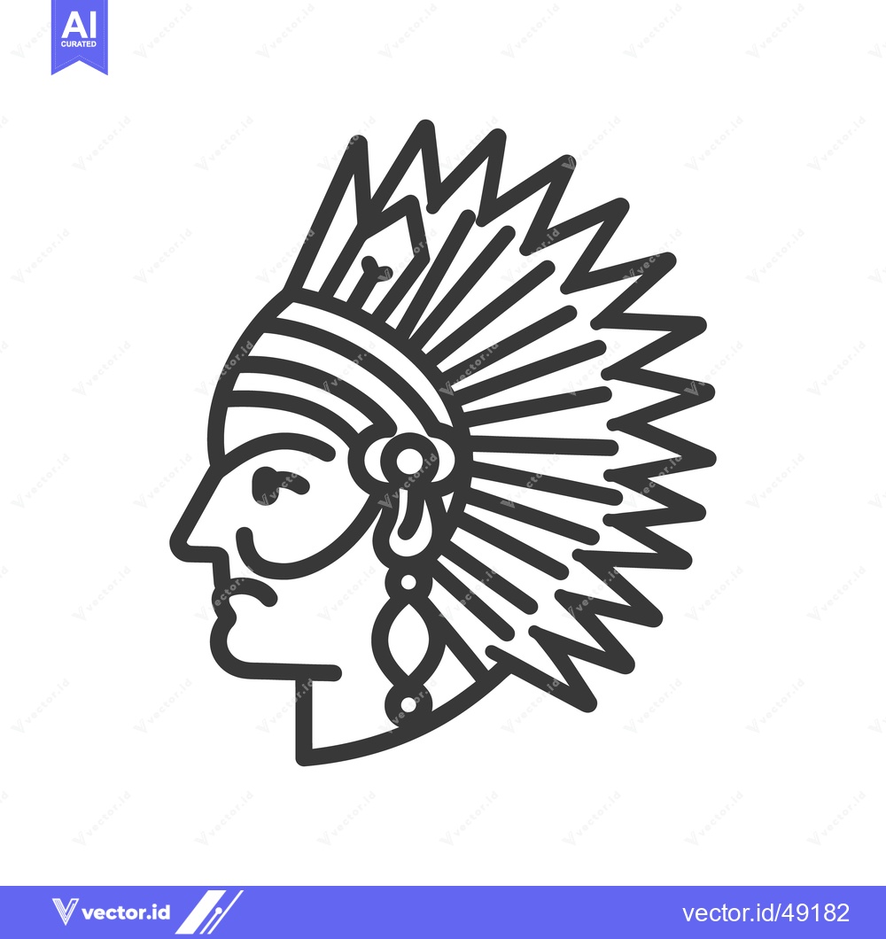 Premium Vector dari Stylized Profile Depicting a Native American with Feather Headdress