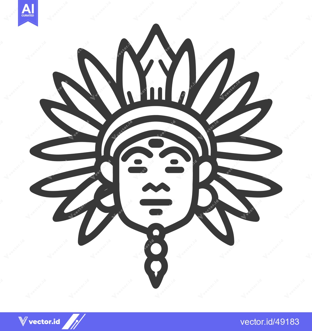 Premium Vector of A symmetrical illustration of a stylized native person wearing a headd